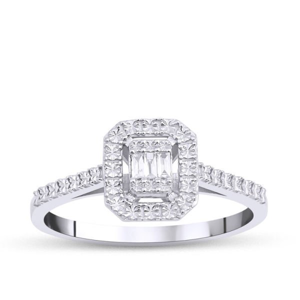 0.04 Karat Pırlanta Baget Yüzük