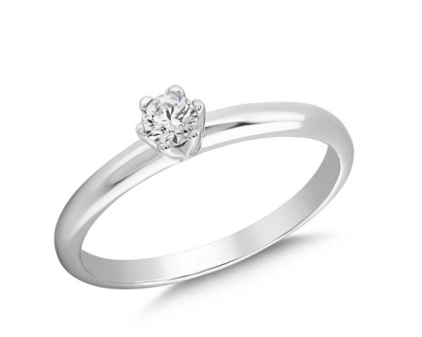 0.10 Karat Doğal Pırlanta Minimal Tektaş Yüzük