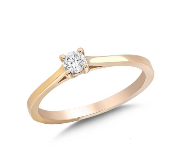 0.10 Karat Doğal Pırlanta Minimal Tektaş Yüzük