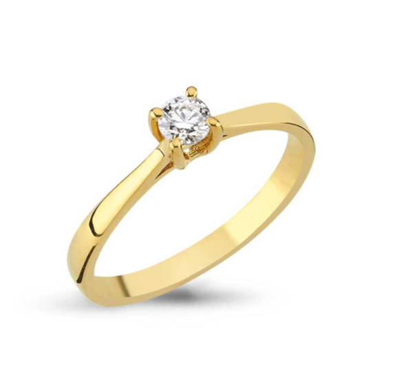 0.20 Karat Doğal Pırlanta Minimal Tektaş Yüzük