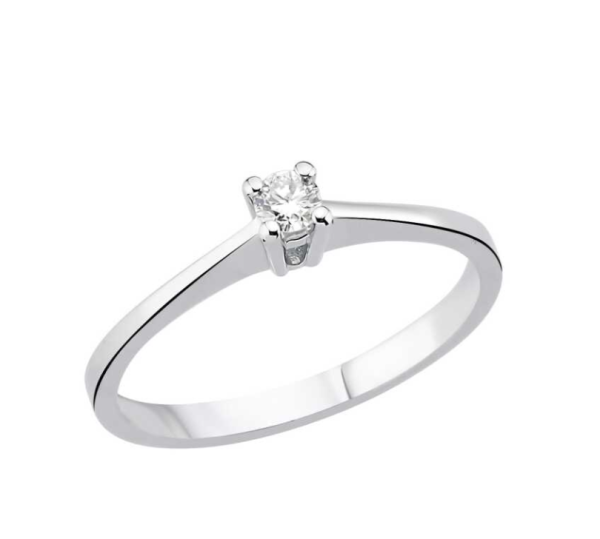 0.10 Karat Doğal Pırlanta Minimal Tektaş Yüzük