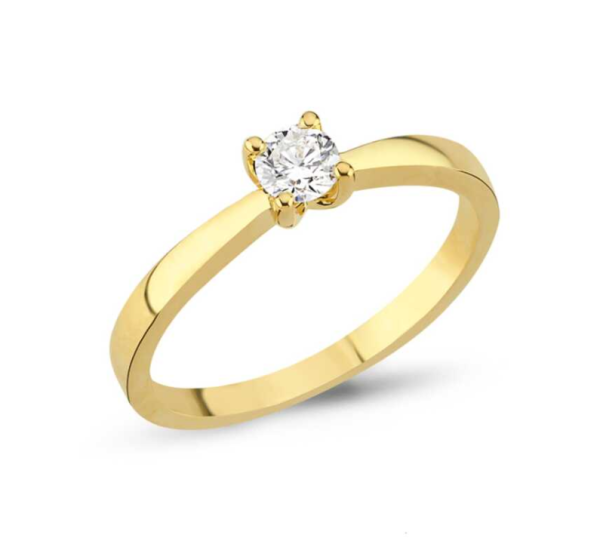 0.20 Karat Doğal Pırlanta Minimal Tektaş Yüzük