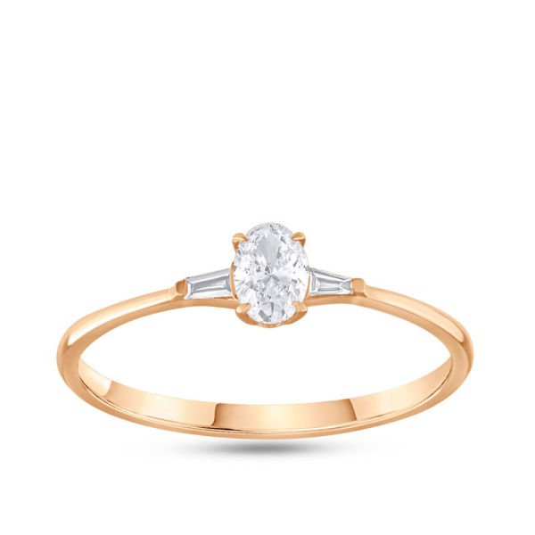 0.28 Karat Pırlanta Oval Tektaş Yüzük